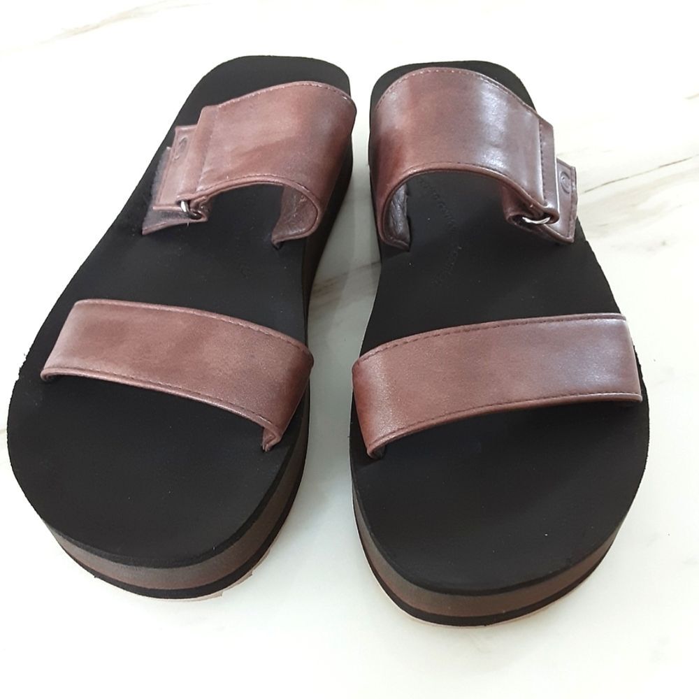 COBIAN Vira Rise Copper Platform Contoured Comfort Slides Sz 9.5 -10 Prov. 3:5-6